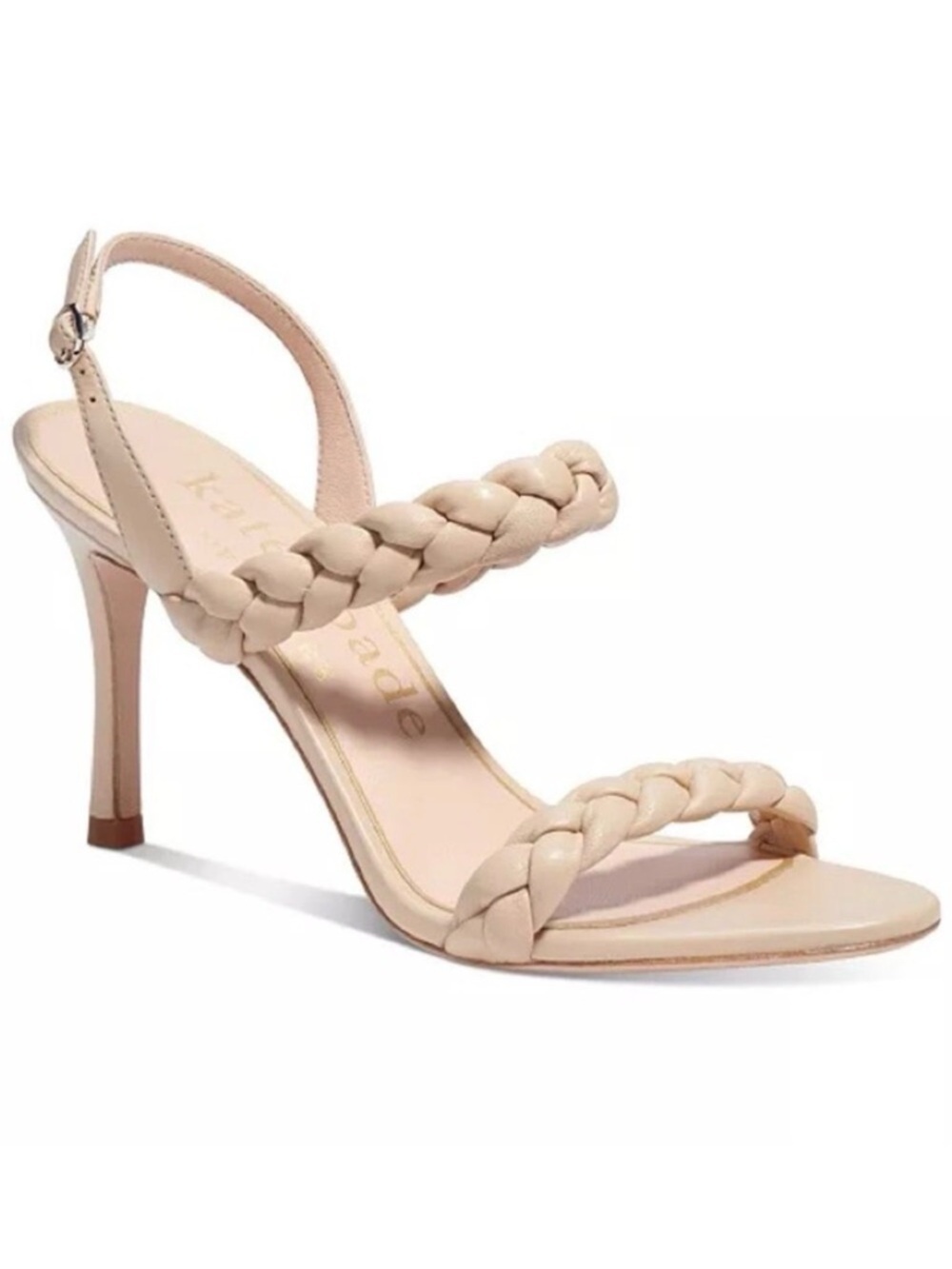 Kate Spade Saffron Braided Leather Stiletto Sandals Nude Size 8.5